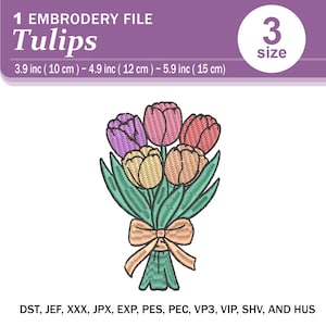 Tulip Bouquet Embroidery Design: Spring Floral Stitching (Instant Download)