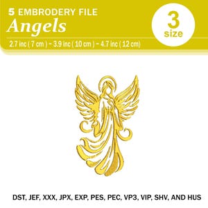 Golden Angel Embroidery Design: Religious Stitching File (Instant Download)