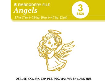 Elegant Angel Embroidery Design: Heavenly Stitching File (Digital Download)