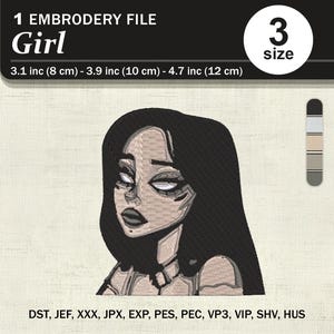 Girl Digital Embroidery Design File | Instant Download