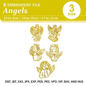 Angel Embroidery Design Set: Elegant Stitching Files (Instant Download)