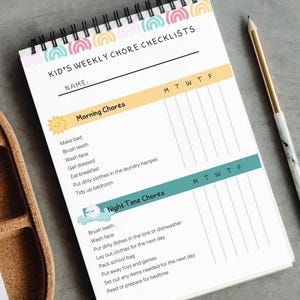 Kid’s Weekly Chore Chart | Printable Morning & Night Routine Checklist for Kids | Rainbow Daily Responsibility Tracker