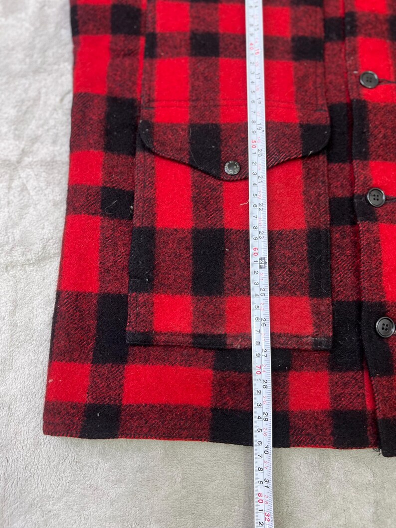 Vintage Filson Mackinaw Wool Vest: Red Black Buffalo Plaid Hunting Workwear (Size 44) image 14