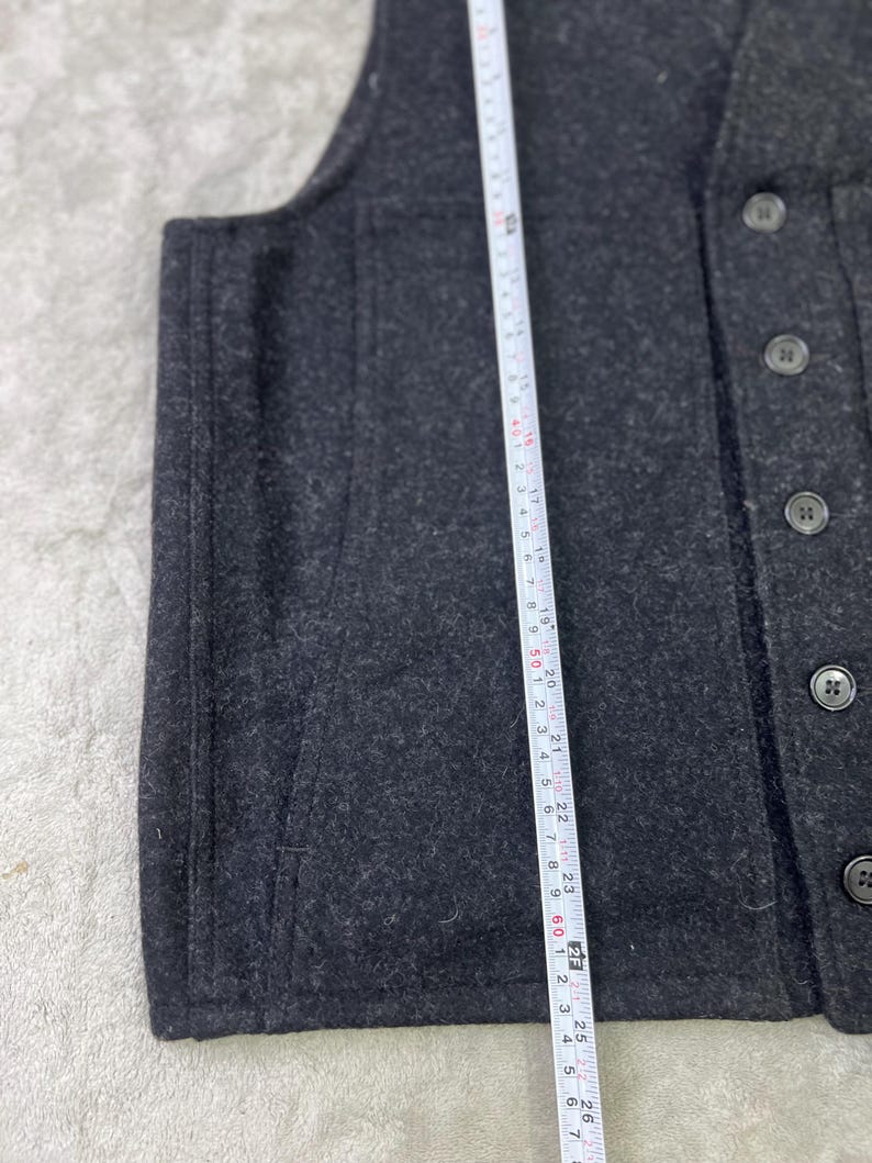 Vintage 1990s Filson Virgin Wool Vest Charcoal Gray Size 42 Workwear Hunting image 6