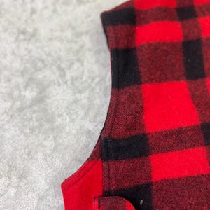 Vintage Filson Mackinaw Wool Vest: Red Black Buffalo Plaid Hunting Workwear (Size 44) image 13