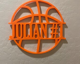 Personalized Basketball Name Sign | 3D Printed Wall Decor, Sports Room, Team Gift