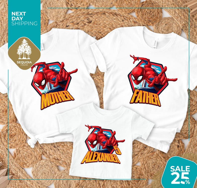 a couple of t - shirts with spiderman on them