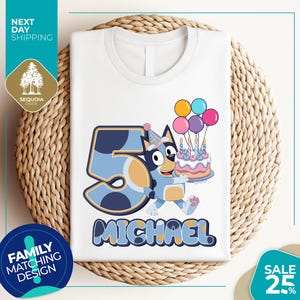 Custom Bluey Birthday Shirt | Gift For Kids | Bluey Bingo Shirt | Boy Girl Birthday Tshirt | Personalized Blue Birthday Shirt | Funny Tee
