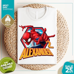 a white t - shirt with a spiderman graphic on it