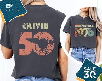 50th Birthday Shirt  2026 | Vintage 1976 With Custom Back Print retro | fiftieth gift ideas customisable