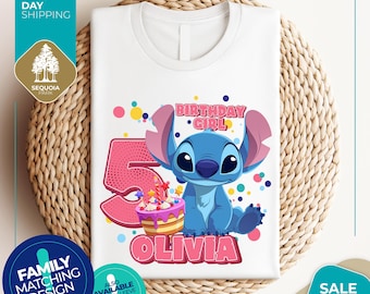Custom Disneyworld Stitch Kids Birthday Shirts | Birthday Girl Shirt | Birthday Boy Shirt | Stitch Birthday Girl Shirts | Stitch Custom Bday
