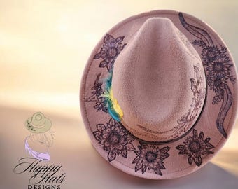 THE ROSIE is a Beautifully Hand Burned Faux Fur Felt Hat  display picture 3