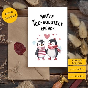 Vous êtes définitivement la carte de Saint-Valentin imprimable pour les amoureux de la nature | Art de la Saint-Valentin pingouin | Art animalier mignon pour la Saint-Valentin | Art pingouin