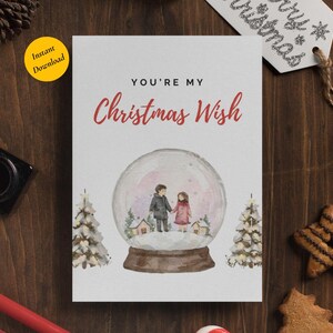 You’re My Christmas Wish Cartão de Natal Romântico | Modelo Personalizável | Presentes Personalizados | Cartão de Natal para Imprimir | Presentes para Casal