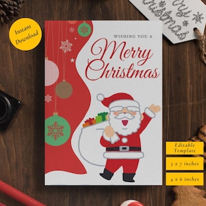 Cartão de Natal personalizado do Papai Noel | Modelo de cartão de Natal para impressão para namorado e namorada | Carta do Papai Noel, Clipart | Decoração do Papai Noel