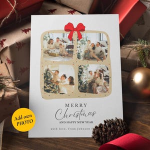 Cartões de retrato romântico e familiar | Cartão de Natal de família para impressão | Modelo de cartão de foto de Natal de família | Cartões de Natal personalizáveis