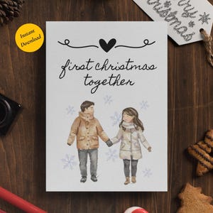 Cartão de Primeiro Natal Memorável para o Casal Perfeito | Presente Personalizado para Casal | Cartão de Natal Romântico | Presentes para Recém-casados