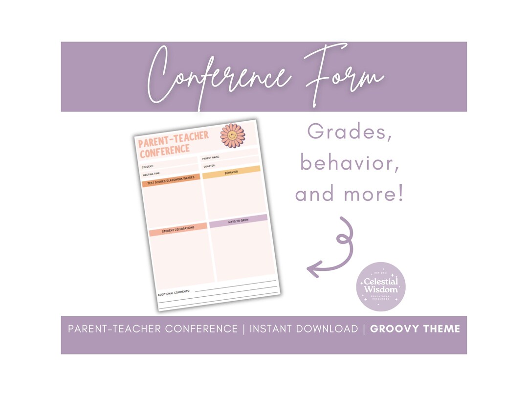 Printable Parent-teacher Conference Form, Groovy, Retro, Classroom ...