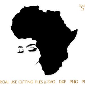 Africa Woman Continent Silhouette Svg, Afro Svg, Black Queen Svg, Black Woman Svg, I Am Black History Svg, African American Svg, Cricut