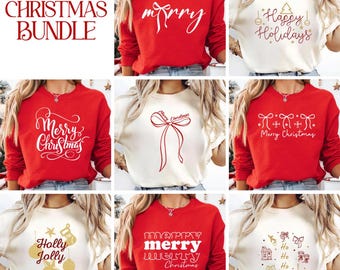 Christmas SVG Bundle, Christmas Shirt Svg, Merry Christmas Svg, Merry Svg, Coquette Bow Svg, Retro Merry Shirt Svg, Cute Festive Shirt