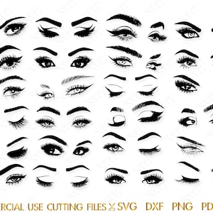 26 Augen Bundle SVG, Schöne Augen SVG, Wimpern SVG, Makeup SVG, Frau Gesicht SVG, Augenbrauen SVG, Beauty SVG, Mascara SVG, Fashion SVG, Glam