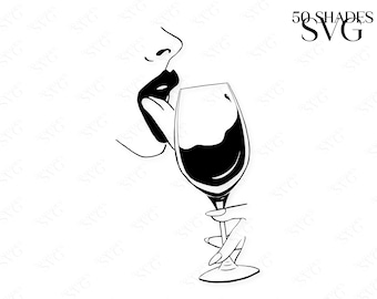 Wine Woman SVG, Wine Glass Svg, Alcohol Svg, Drink Up Svg, Glass Decal, Woman Svg, Wine Mom Svg, Beauty Face Svg, Girl Face Svg Cricut