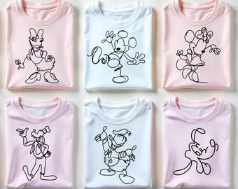 Mickey Minnie Line Art Svg, Mickey And Co Svg Bundle, Mickey And Friends Svg, Minnie Svg, Family Trip Svg, Vacay mode, Magical Kingdom Svg