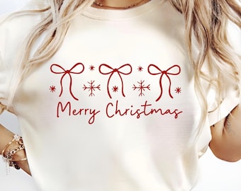 Merry Svg, Coquette Bow Svg, Merry Christmas Png, Retro Merry Shirt Svg, Red Bow Svg for Holiday, Merry and Bright PNG, Cute Festive Shirt