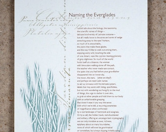 Letterpress Poetry Broadside — "Naming the Everglades" by poet Andrew Gottlieb