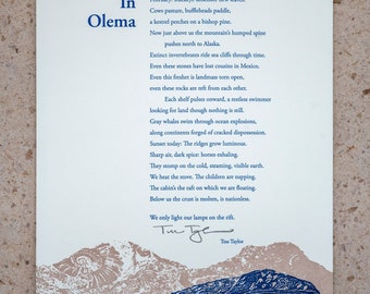 Letterpress Poetry Broadside — "In Olema" — poem by Tess Taylor, art and design by Jim Cokas
