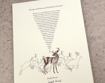 Letterpress Poetry Broadside Print — "Homage to the Presence to the Mystery Among Us" — poet Joseph Stroud, art & design by Jim Cokas