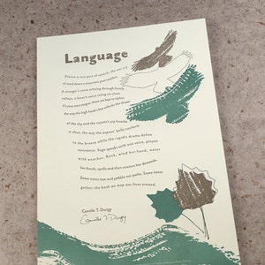 Letterpress Poetry Broadside Language poet Camille T. Dungy, art & design by Jim Cokas image 1