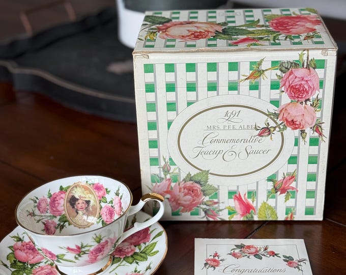 Decorative Tea Cup & Saucer - Commemorative Avon 1991 - Fine China with 14k gold accents