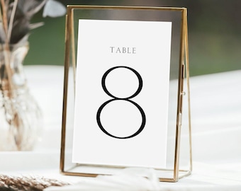Minimalist Wedding Table Numbers Template: Modern Design (Editable Canva, Digital Download)