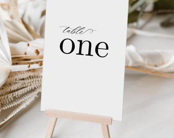 Minimalist Wedding Table Numbers Template: Modern Printable (Digital Download)