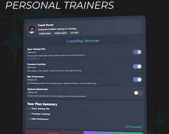 Sjabloon voor het wisselen van premiumfuncties | Modern coaching-websiteontwerp | Stijlvolle 3D-sjabloon voor personal trainers en makers van online cursussen