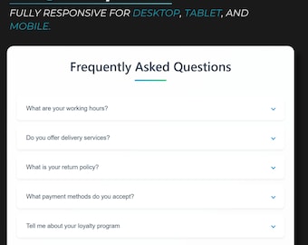 Dostosowywalny szablon FAQ | Sekcja FAQ w formacie responsywnym html | Łatwe osadzanie na stronach internetowych | Szablony stron internetowych | Projekt FAQ