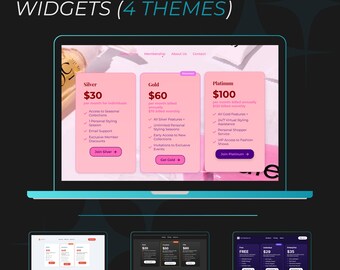 Stijlvolle prijsplannen-widgets (4 thema's) - websjabloon | Prijsplannen Sjablonen voor Wix, Shopify & More | Geen codeervaardigheden nodig