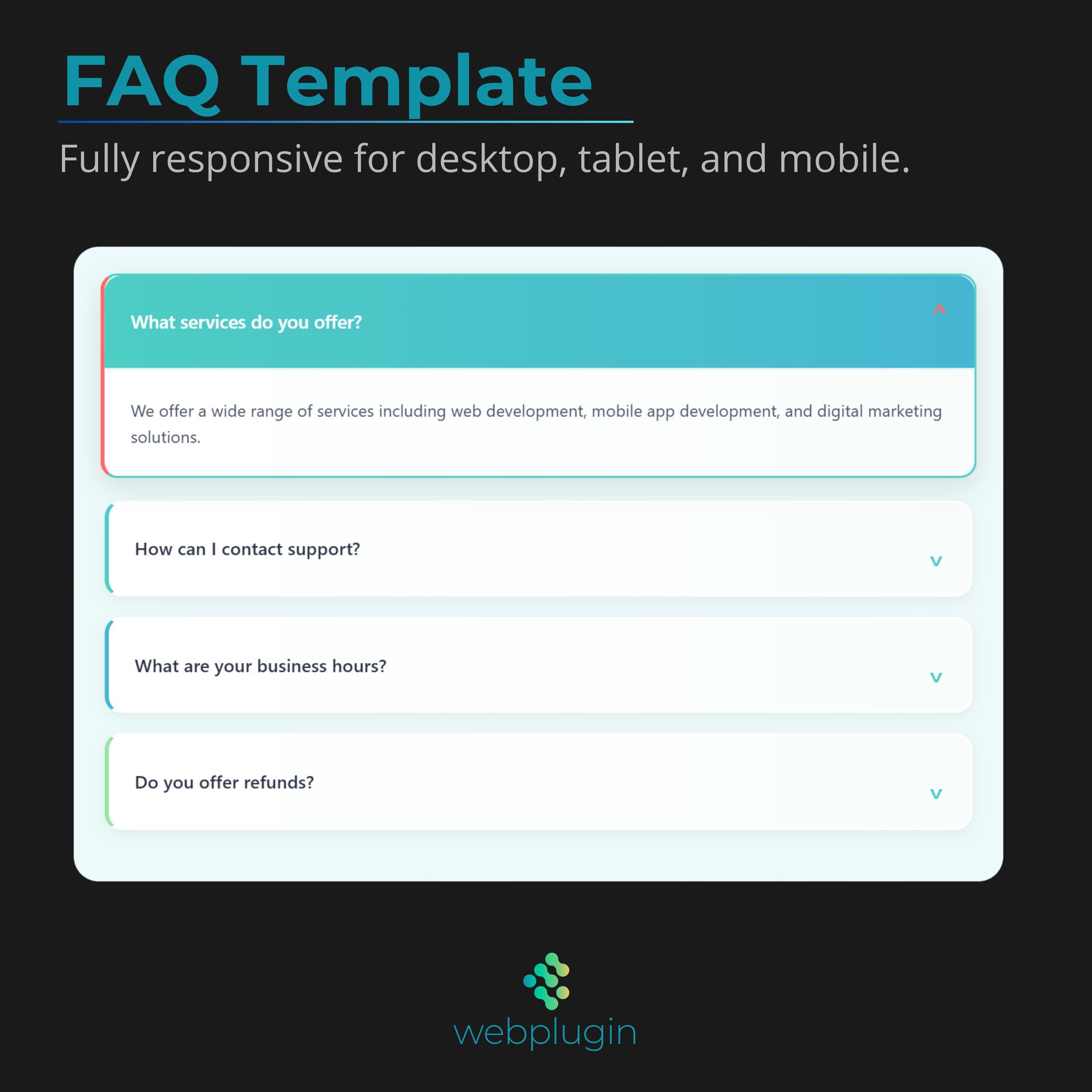 Interactive Professional FAQ Template | Responsive Html FAQ Section ...