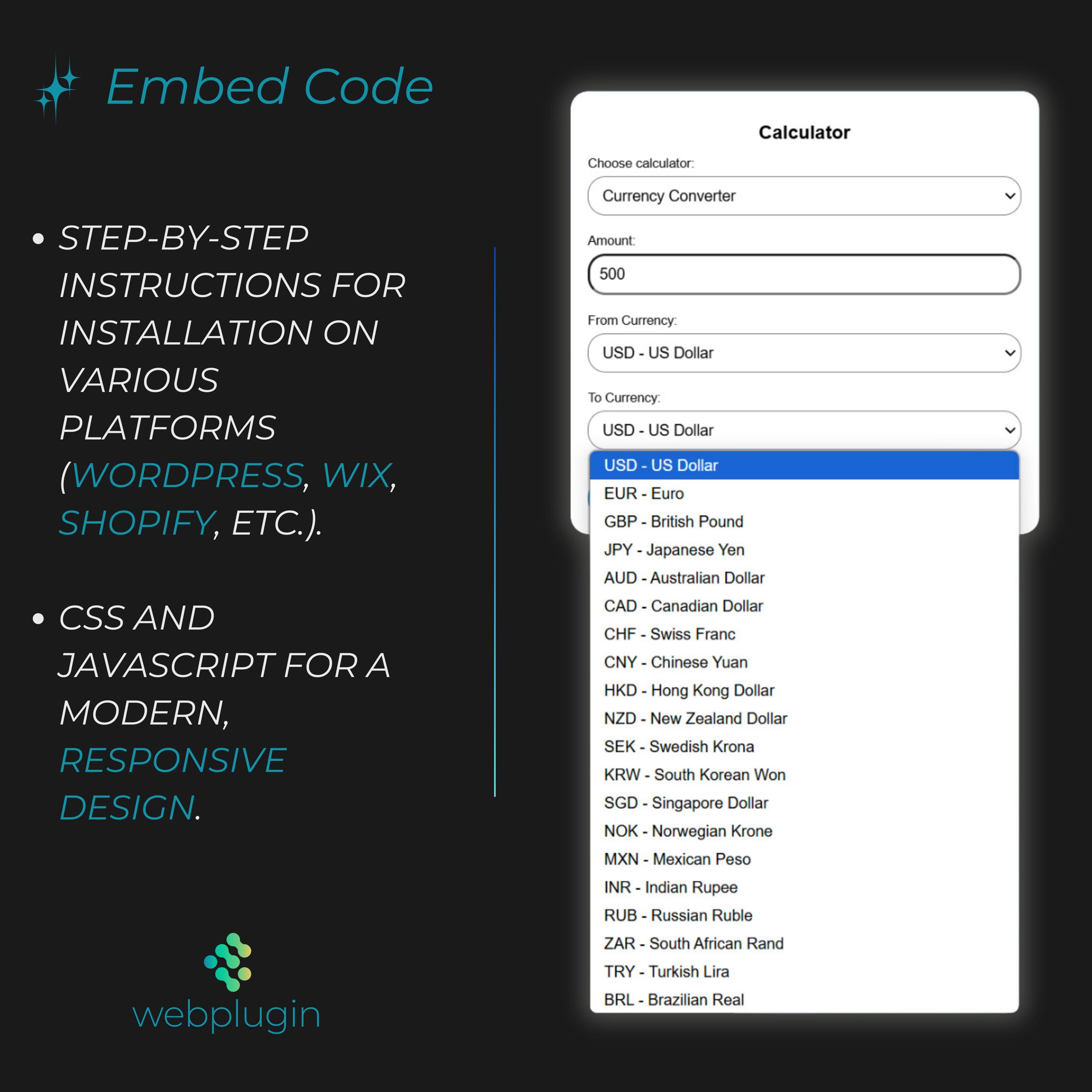 HTML Calculator With VAT, Interest & Currency Features | Website Template  for Wix, Shopify, Wordpress and More | Currency Converter Widget - Etsy