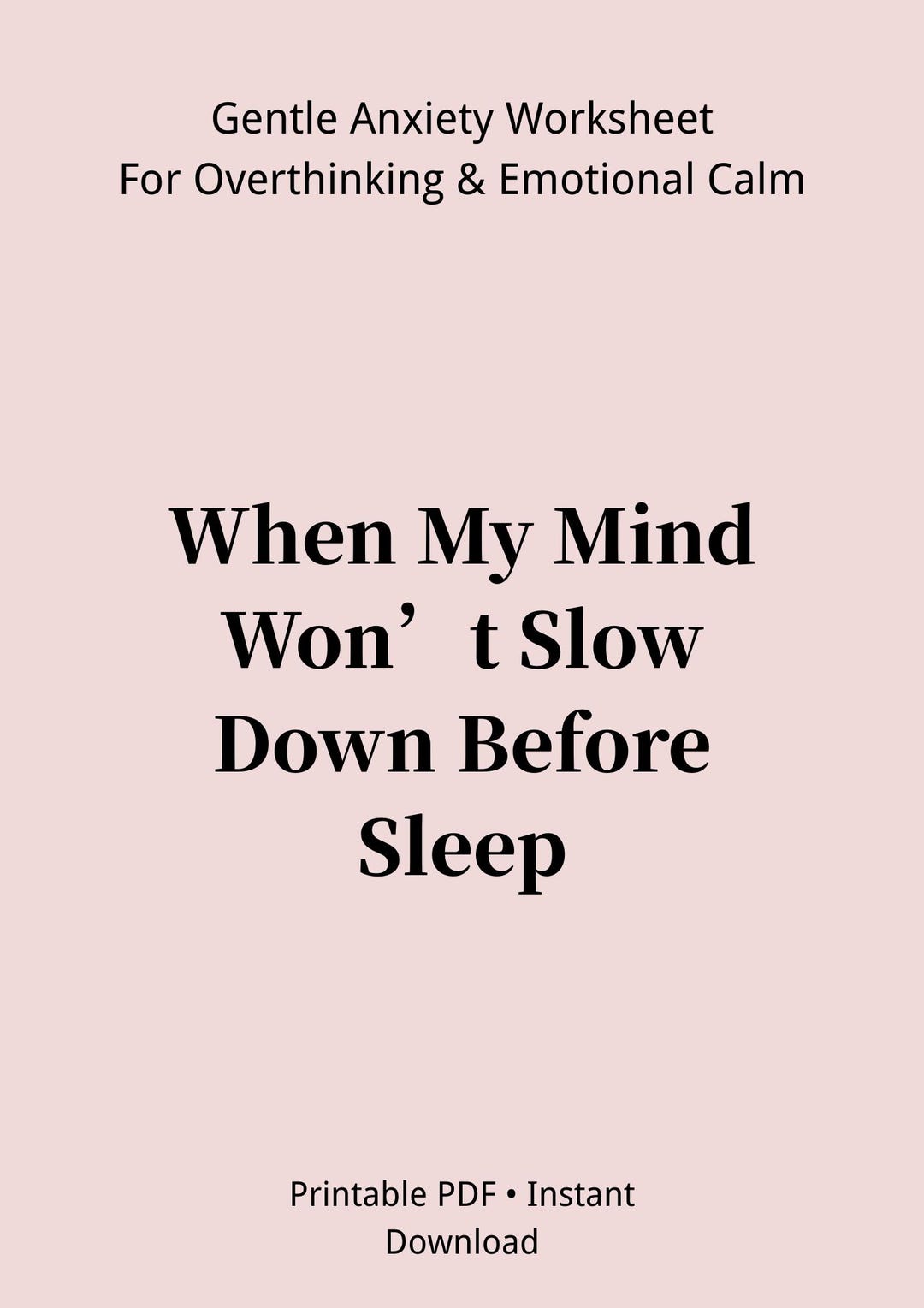 Sleep Anxiety Worksheet | Calm Racing Thoughts Before Bed | Gentle Self ...