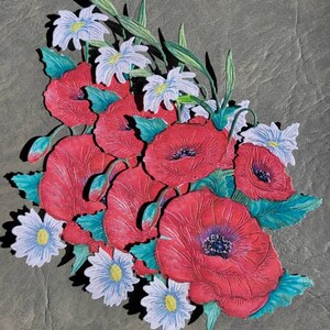 Pre cut Watercolor Red Poppy x3 Ephemera, Paper Flowers, Handmade ephemera