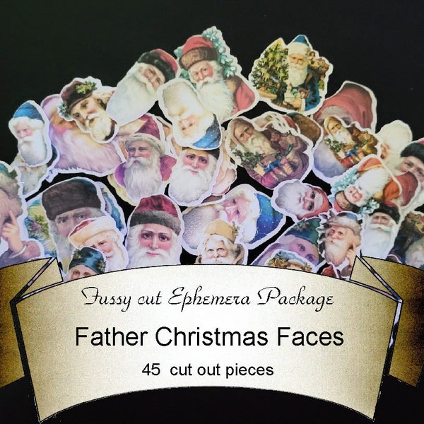 Olde Time Father Christmas Ephemera, Paper Ephemera Pack, Pre Cut Ephemera, Vintage Fussy cuts,