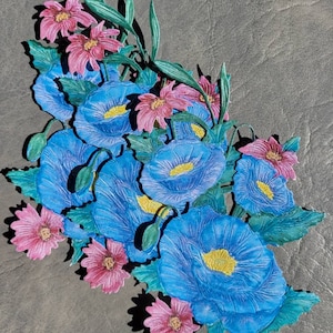 Precut Watercolor Blue Poppy x3 Ephemera, Paper Flowers, Handmade ephemera