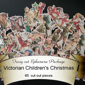 Vintage Children's Christmas, Ephemera, Paper Ephemera Pack, Pre Cut Ephemera, Vintage Fussy cuts,