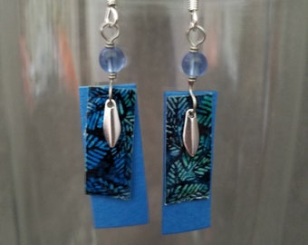 Blue Aluminum Earrings, recycled materials