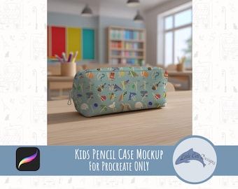 Kids Pencil Case Mockup, Classroom Supplies Product Display, Back to School Mockup, School Supplies, First Day of School, Procreate Mockup