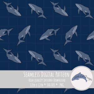 Humpback Whale Seamless Pattern Digital Download, Ocean Animals, Marine Wildlife Design, Nautical Printable, Nature Inspired Art, Sealife