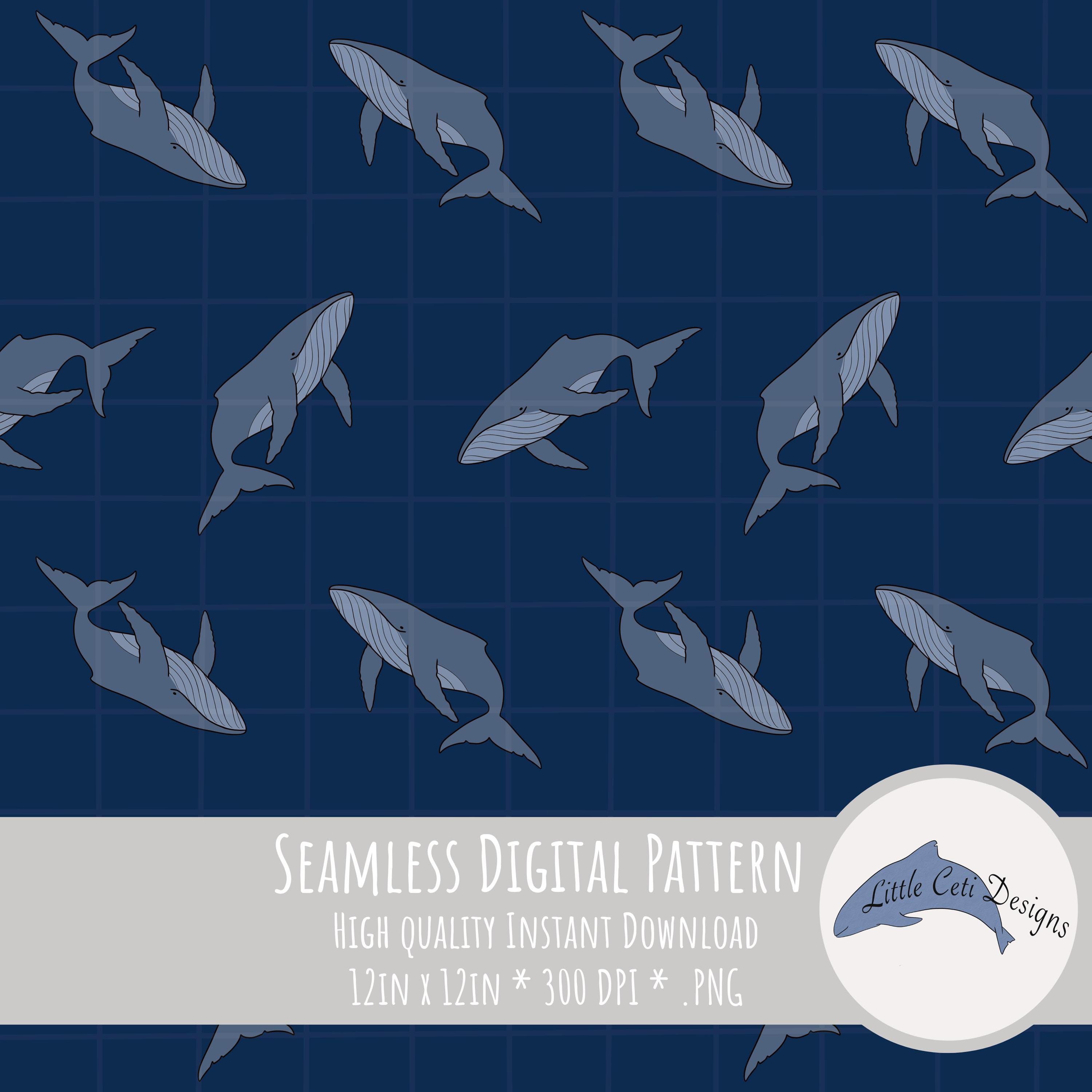 Humpback Whale Seamless Pattern Digital Download, Ocean Animals, Marine ...