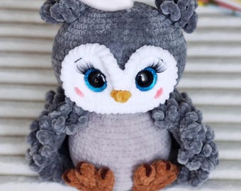 Schema all'uncinetto per gufo - Peluche amigurumi, livello intermedio (schema PDF)